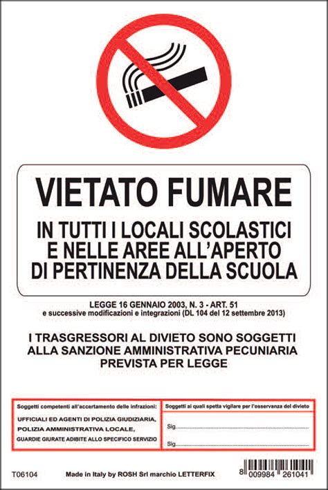cartello divieto fumo scuola