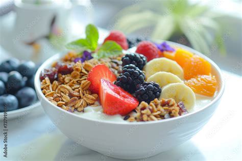 Cereali integrali e frutta fresca per una colazione equilibrata