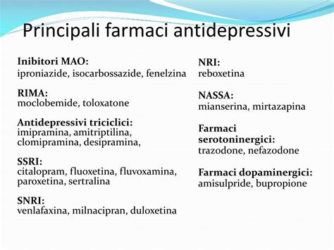 Classificazione degli antidepressivi