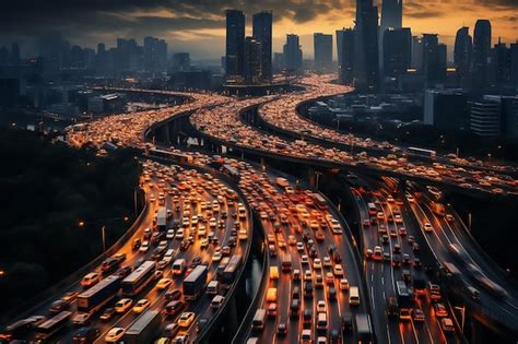 Vista aerea di Paradise City con strade trafficate e grattacieli