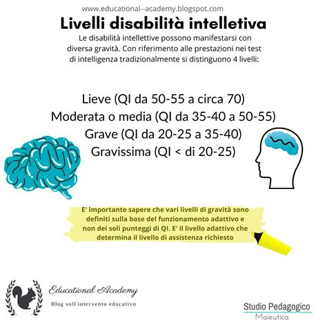 Diagramma che illustra i tre livelli di gravità della disabilità intellettiva con esempi di attività quotidiane.