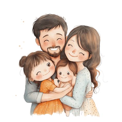 Illustrazione di una famiglia felice con un neonato