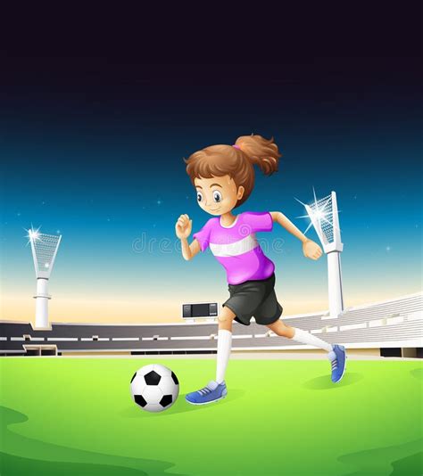 Illustrazione di una bambina che gioca a calcio