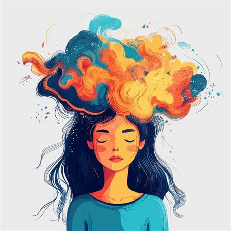 Illustration of a person feeling energized and creative, with ideas flowing.