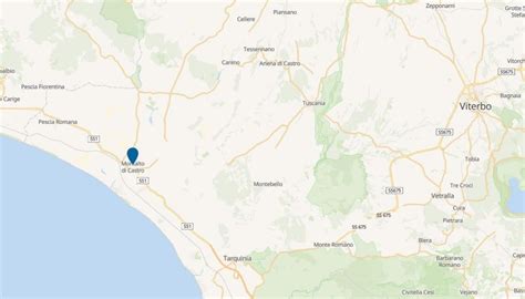 Mappa che mostra la posizione di Viterbo rispetto a Montalto di Castro