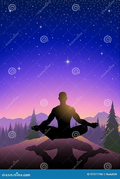 Illustrazione di una persona che medita serenamente in un ambiente naturale