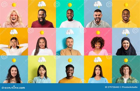 Persone che interagiscono con espressioni emotive diverse