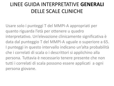 Schema che illustra le 10 scale cliniche dell'MMPI-2