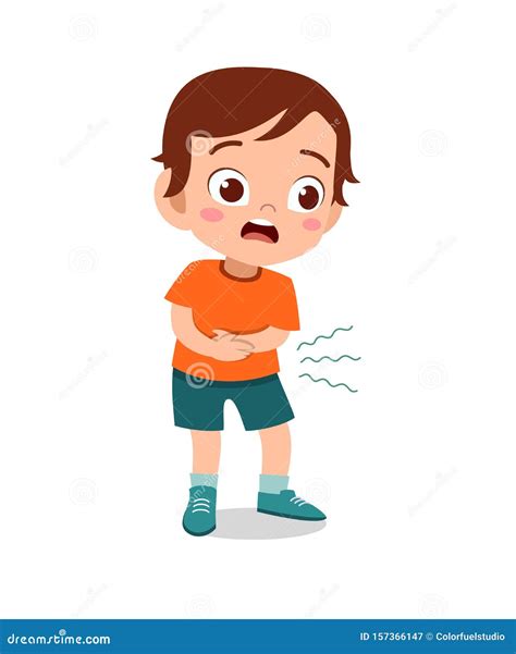 Illustrazione di un bambino con mal di pancia