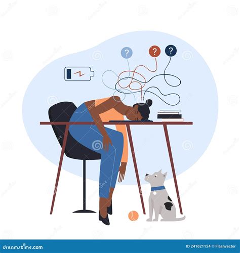 Illustrazione che rappresenta una persona esausta alla scrivania