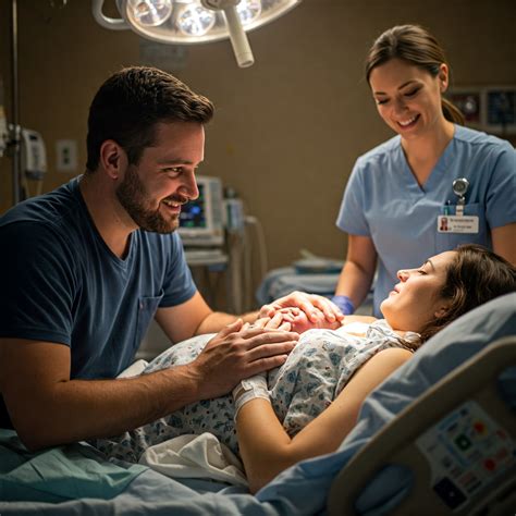 Un padre che supporta la partner durante il parto