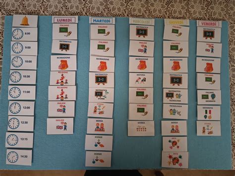 esempio di agenda visiva con simboli per bambini