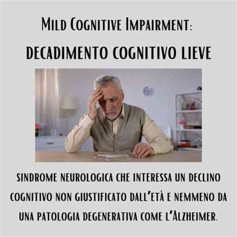 Infografica che elenca i sintomi comuni del decadimento cognitivo lieve