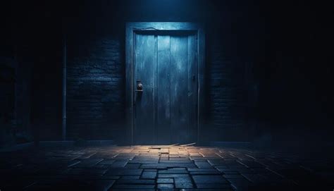 Una porta chiusa a chiave in una stanza buia.