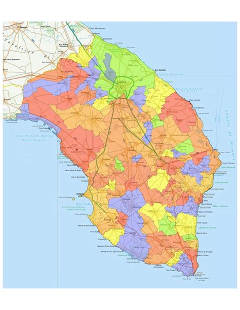 Mappa della provincia di Lecce con indicati i comuni dove operano sessuologi