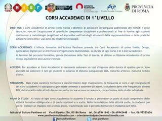 Struttura dei corsi accademici di I e II livello