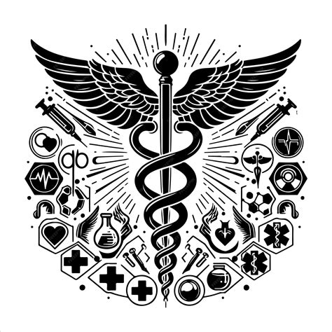 Simboli medici e astratti intrecciati