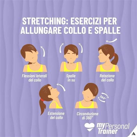 Illustrazione di esercizi di stretching per il collo