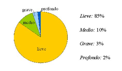 Grafico a torta che illustra la prevalenza dei diversi gradi di disabilità intellettiva