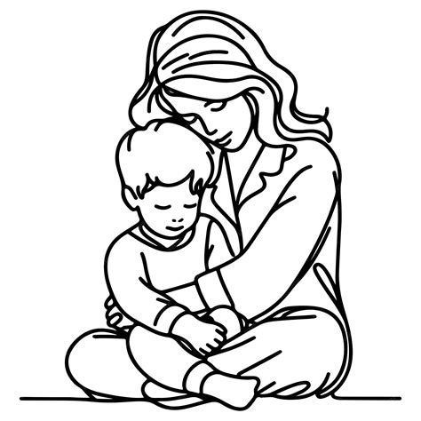 Disegno di un bambino che abbraccia un genitore