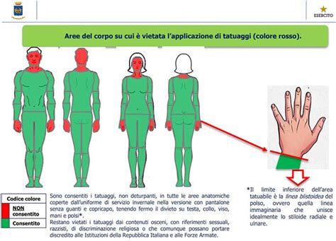 Diagramma che illustra le aree del corpo soggette a valutazione medica per l'arruolamento