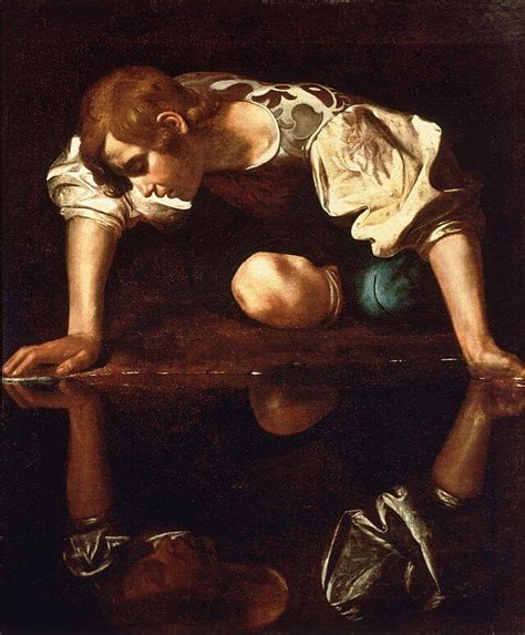 Ritratto di Narciso che si specchia nell'acqua