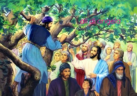 Raffigurazione di Zaccheo che sale su un sicomoro