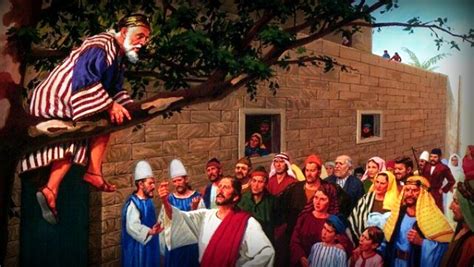 Rappresentazione di Gesù che entra nella casa di Zaccheo