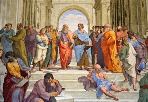 Illustrazione di antichi filosofi greci che discutono