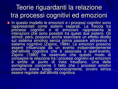 Infografica che mostra l'interazione tra emozioni e processi cognitivi