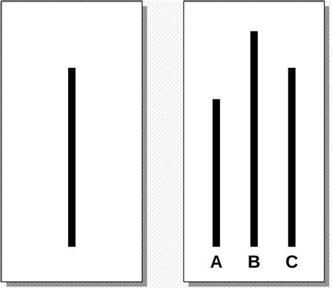 Schema dell'esperimento di Asch con linee