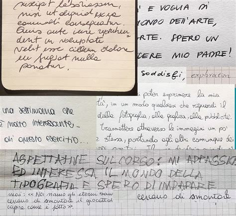 Esempio di scrittura manuale con parole attaccate e scarabocchi