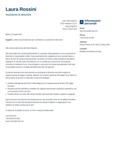 Struttura di una lettera di presentazione