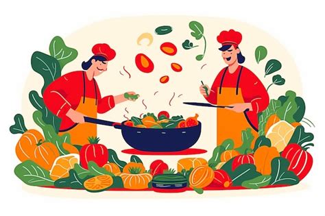 Illustrazione di persone che cucinano