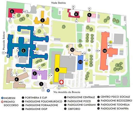 Mappa stilizzata che indica la localizzazione di ospedali e servizi sanitari