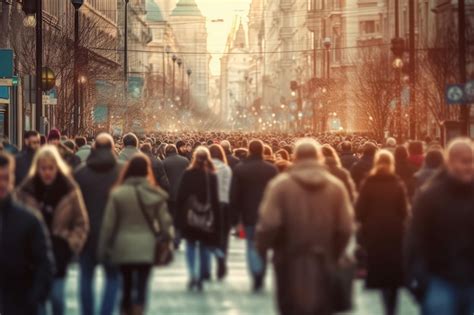 Folla di persone in una piazza cittadina