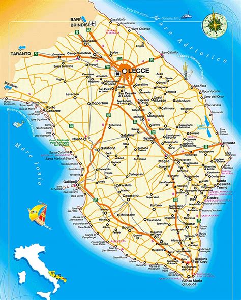 Mappa del Salento con Casarano evidenziato