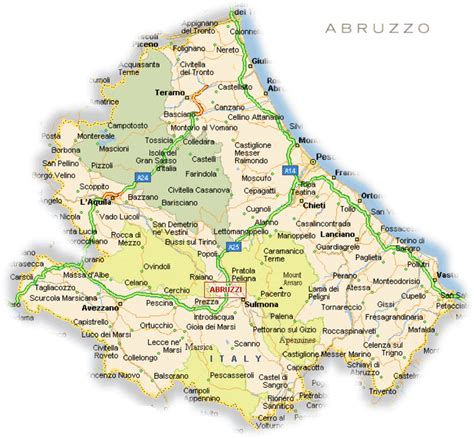 Mappa dell'Abruzzo con evidenziate le sedi dei servizi psichiatrici dell'Aquila