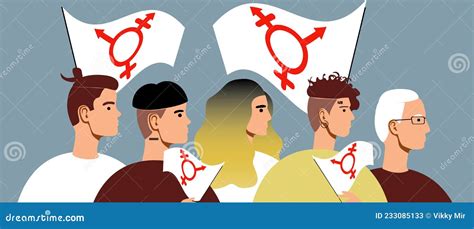 Illustrazione stilizzata di diverse persone con simboli di genere misti
