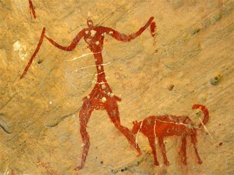 Pitture rupestri antiche raffiguranti cani