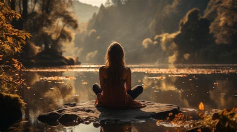 Persona che medita serenamente in un ambiente naturale