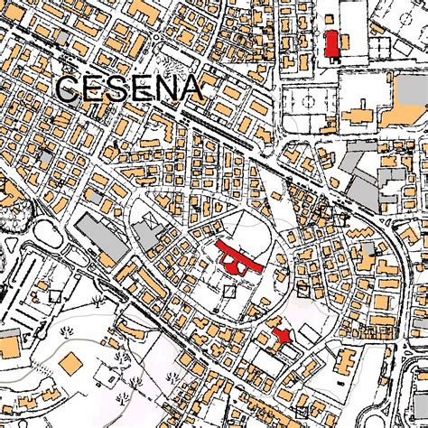 Mappa stilizzata di Cesena con icone di professionisti