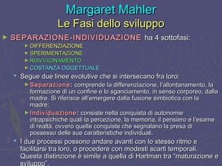 Diagramma che illustra le fasi di separazione-individuazione secondo Mahler e Blos