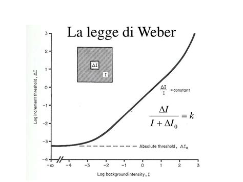 Illustrazione della legge di Weber-Fechner con grafici