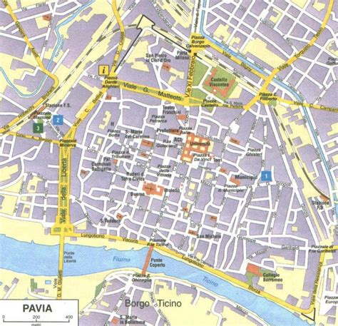 Mappa di Pavia con indicazione della Fondazione Maugeri
