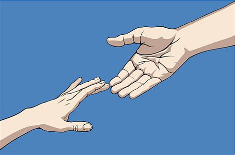 Illustrazione che rappresenta una persona che offre una mano tesa a un'altra persona in difficoltà.
