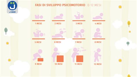 Grafico delle tappe di sviluppo psicomotorio nei primi 12 mesi