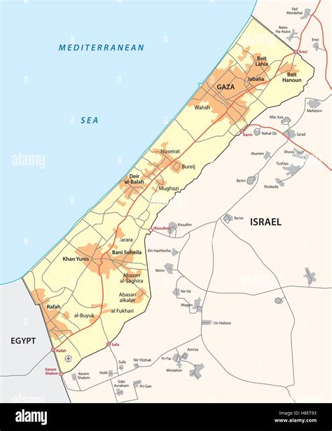 Mappa della Striscia di Gaza con evidenziate le aree colpite