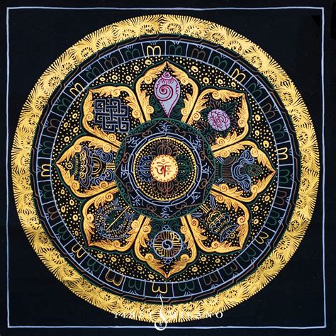 Illustrazione di un mandala tibetano con simboli buddisti