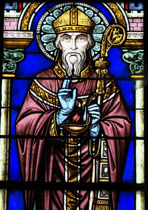Stained glass window depicting St Narcissus